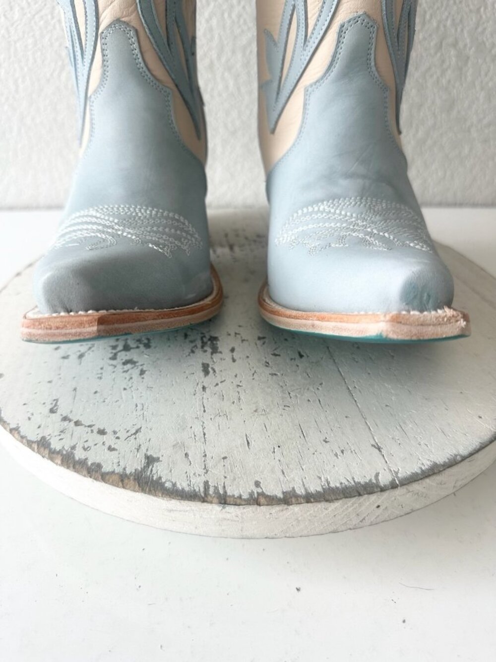Lane JOLENE Cowboy Boots Blueberry Buttermilk Suede Leather Tall Snip Toe Sz 8 - Picture 8 of 13